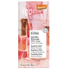 Vivani BIO 100% melnā šokolāde ar sarkano apelsīnu eļļu, 90g